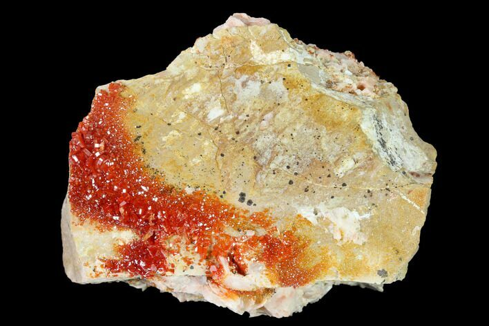 Red & Orange Vanadinite Crystals on Dolomite - Morocco #155414